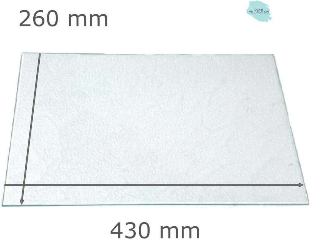 Kühlschrank Einlegeboden - Strukturglas Kathedral 4 mm - eckige Ecken - 430 mm x 260 mm - (89,96 EUR / qm - Mindestbfl. 0,25 qm - Kantenb. 5,35 EU...