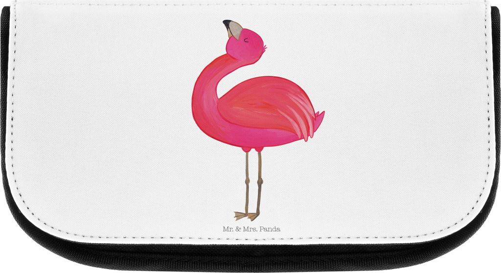 Mr. & Mrs. Panda Kulturbeutel Flamingo Stolz - Weiß - Geschenk, Selbstliebe, Kosmetiktasche, Make-up Organizer, kosmetiktäschchen, Freundin, Nece...