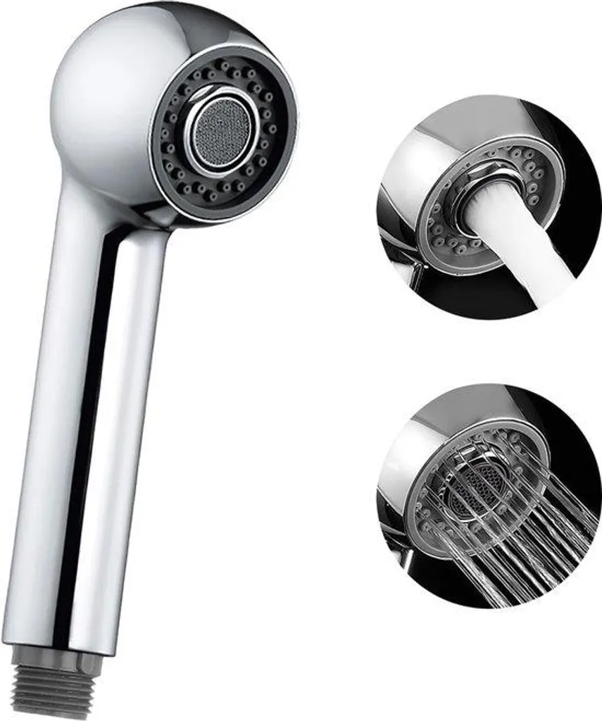 Pomme de douche avec économie d'eau et jet puissant, finition chrome