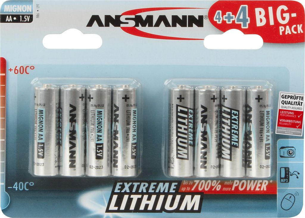 Ansmann Extreme Lithium AA - Batteria 8 x tipo AA Immagine del prodotto 