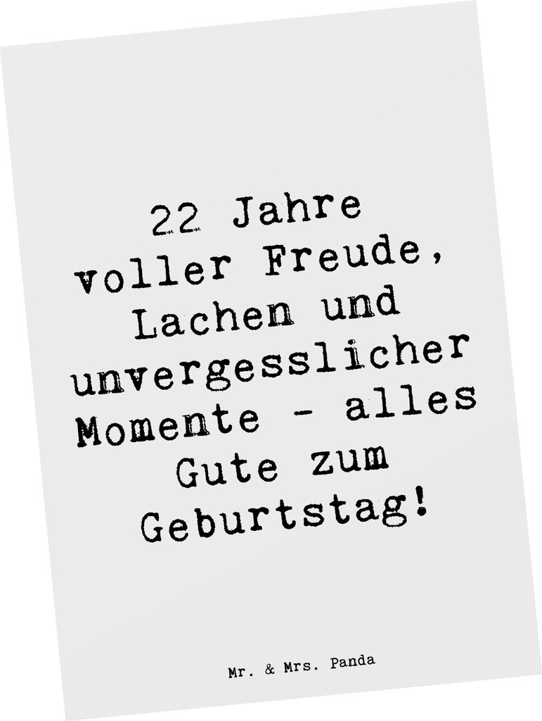 Mr. & Mrs. Panda Postkarte Spruch 22. Geburtstag Freude - Weiß - Geschenk, Alter, Ansichtskarten, bildkarte, Grußkarte, besondere Anlässe, alles...