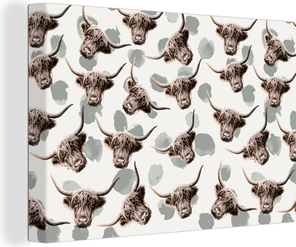 OneMillionCanvasses - Leinwandbilder - 150x100 cm, Muster - Tiere - Schottisches Hochlandrind, Wandbilder Kunstdruck Wanddekoration - Hochland Ri...