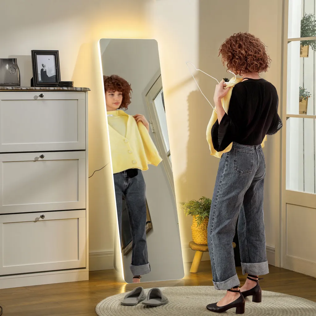 Miroir en pied HOMCOM 150 x 40 cm avec éclairage LED blanc intégré - 2