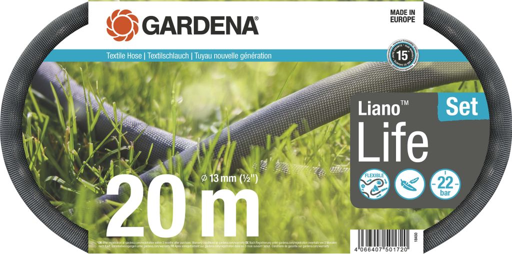 Gardena Textilschlauch Liano Life 1/2 , 20 m Set Produktbild 
