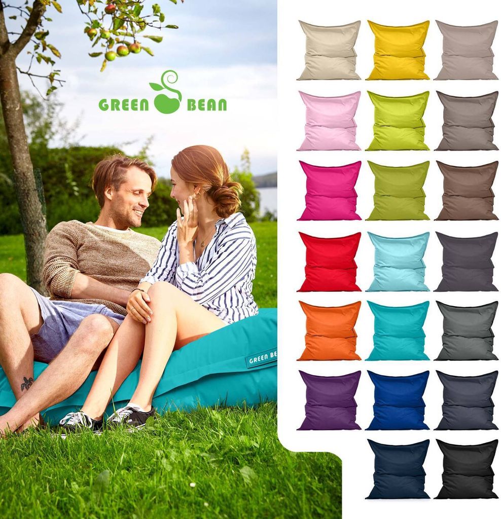 Green Bean Sitzsack "Square" XXL 140x180cm mit 380 Liter EPS Perlen - Riesensitzsack für Kinder & Erwachsene - Türkis