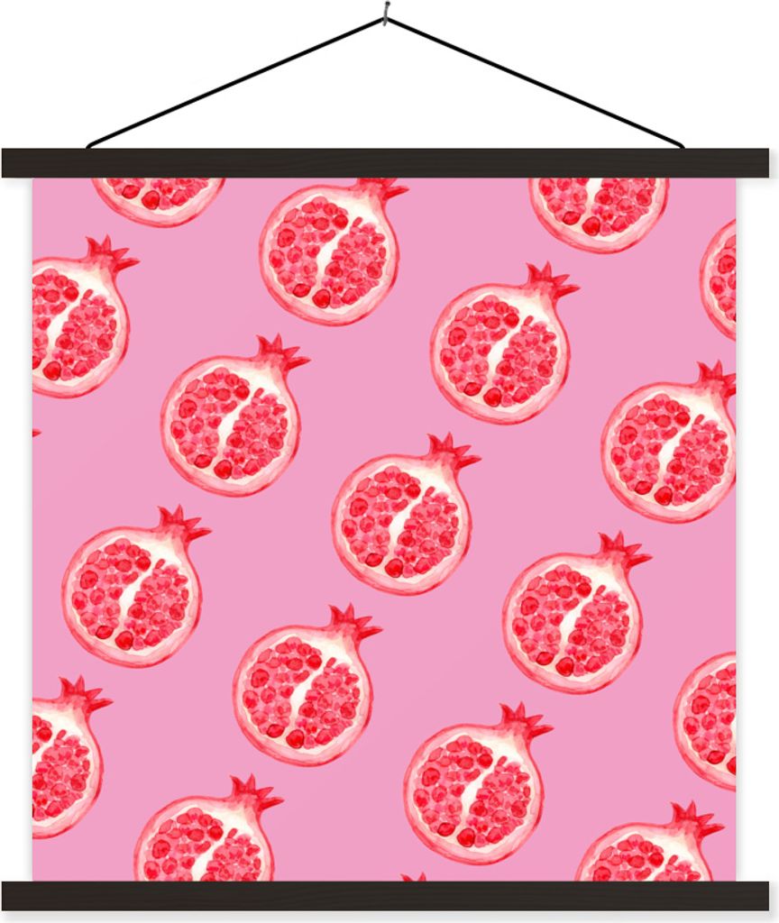 MuchoWow Textilposter Obst - Rosa - Schablonen 60x60 cm mit schwarzem Rahmen - Posteraufhänger
