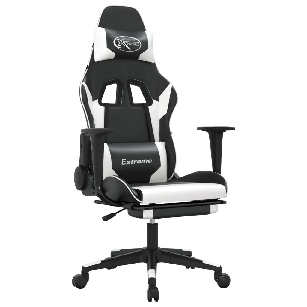 Sedia Gaming Ergonomica vidaXL Bianca/Nera con Supporto Piedi