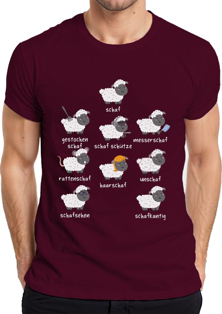 Lustige Schaf Sprüche Wortspiele Schäfchen Tierhumor Bauernhof Herren T-Shirt, Burgundy, L