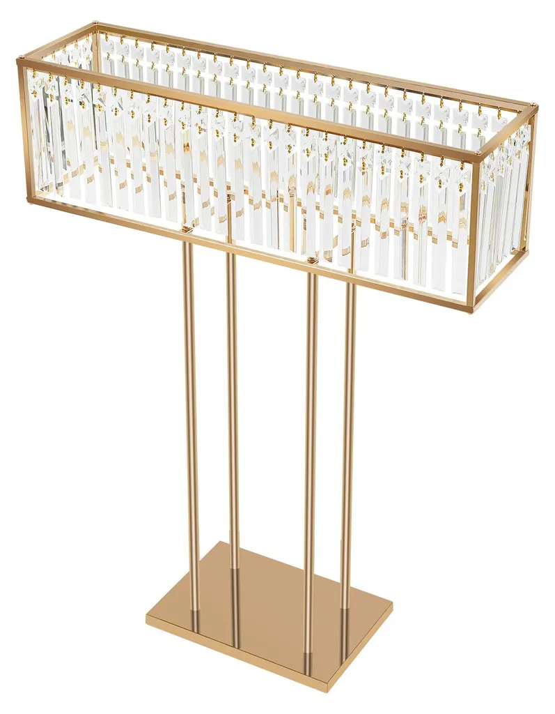 Support fleurs en fer robuste et cristal finition or haut de gamme