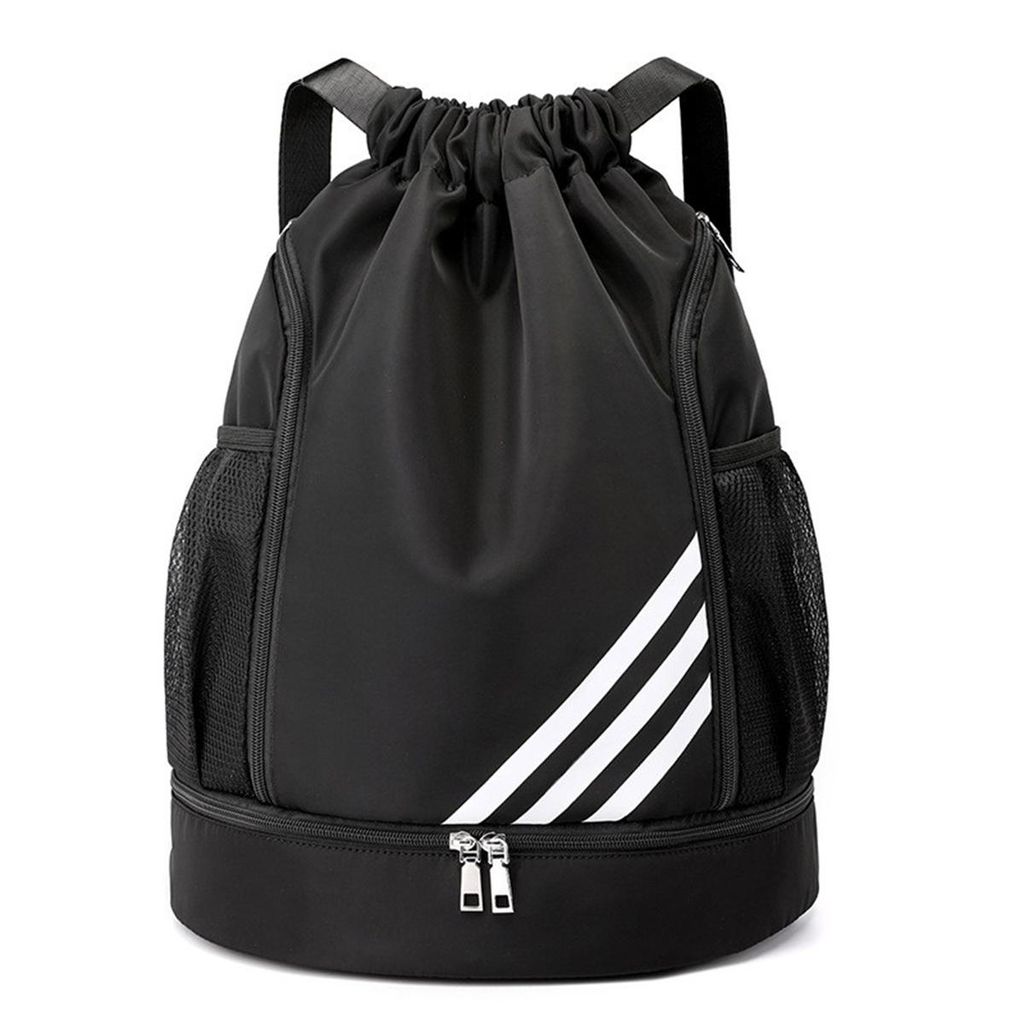 Turnbeutel Mode Sport Rucksäcke Kordelzug Turnbeutel Große Kapazität Wasserdicht Rucksack mit Bodenfach und Kordelzug Schwarz