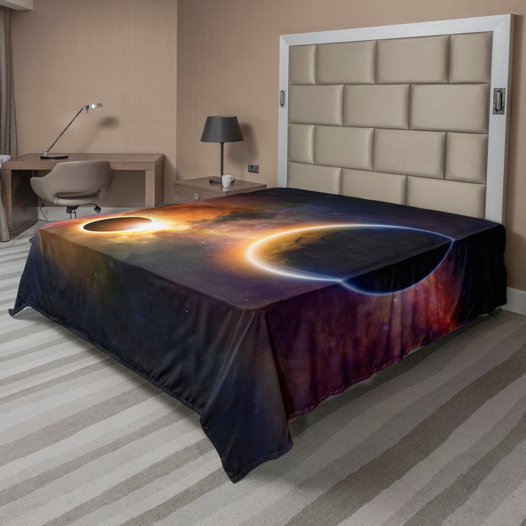 ABAKUHAUS Weltraum Bettlaken, Planet in der Milchstraße Dark Nebula Gas Cloud Celestial Sonnenfinsternis Galaxy Theme, weiches bequemes oberes Bet...