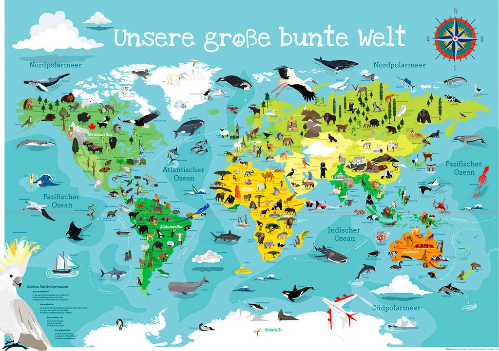 KinderWeltkarte XXL Poster Unsere große bunte Welt 140 x Produktbild 