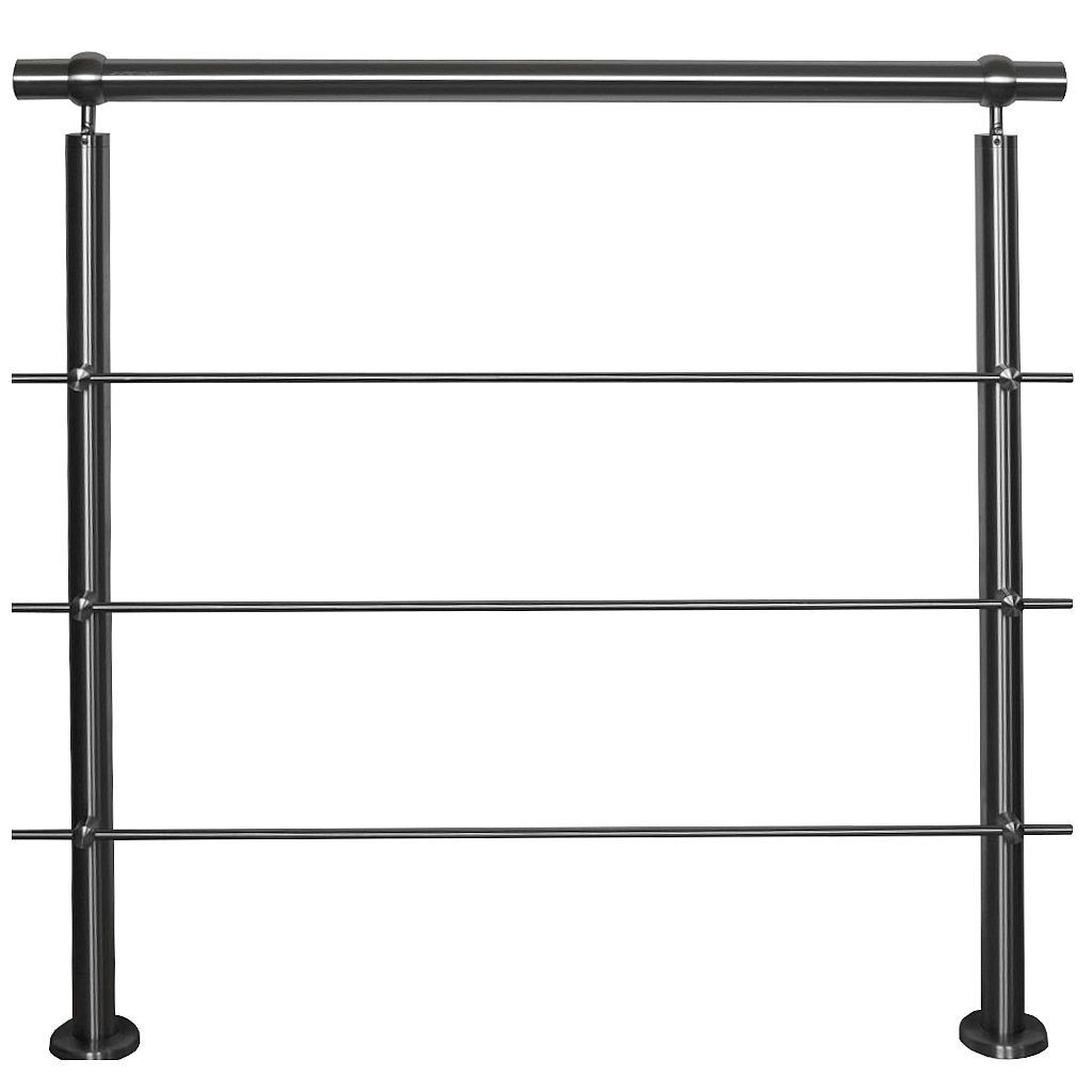 TIBU Edelstahlgeländer Aufmontage für Balkon Terrasse Treppe mit waagerechten Streben-Variante: mit 3 Streben-Länge: 2,5 m inkl. 3 Pfosten