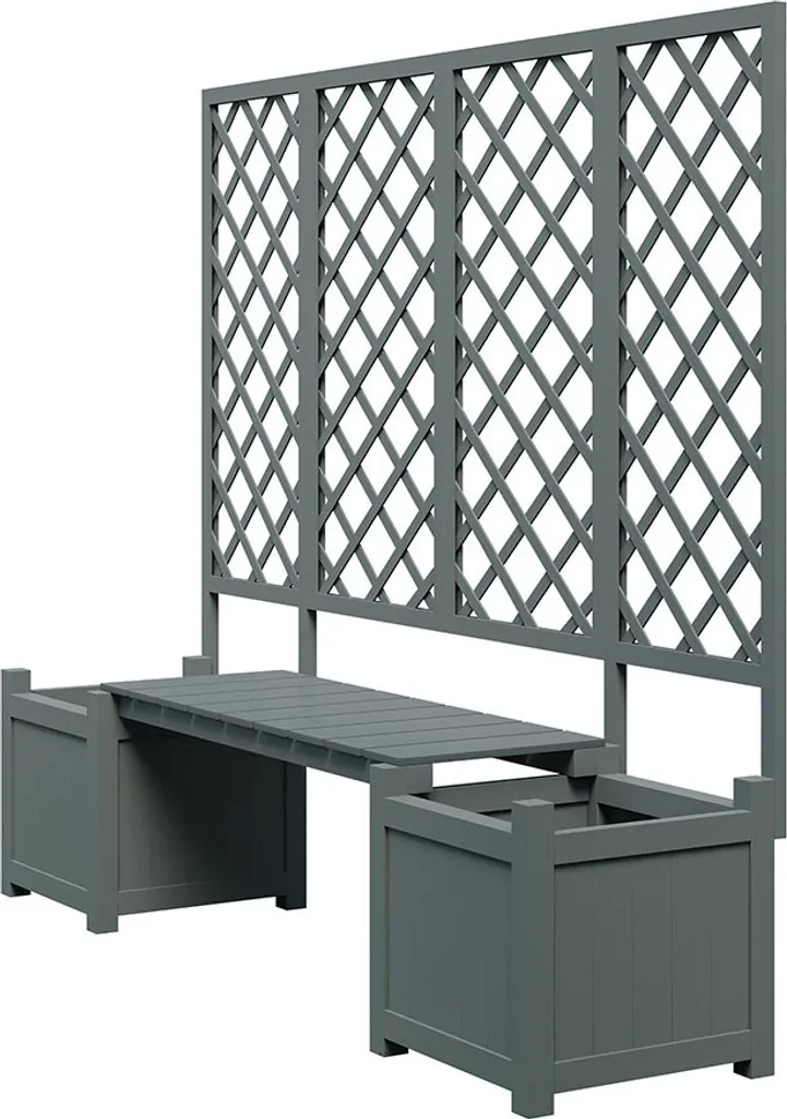 Solution Gain de Place : Bac à Fleurs avec Treillis et Banc Gris Extérieur