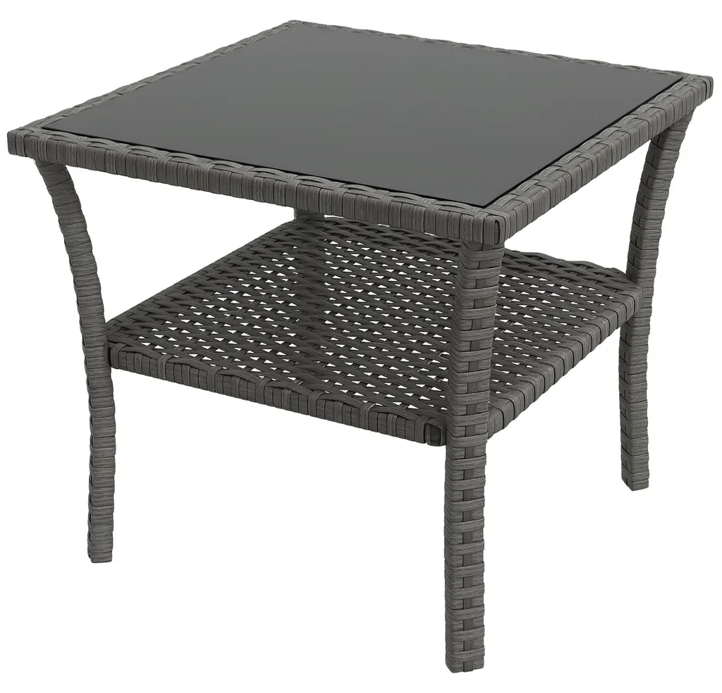 Table de Jardin 50cm avec Plateau en Verre et Structure Acier Robuste