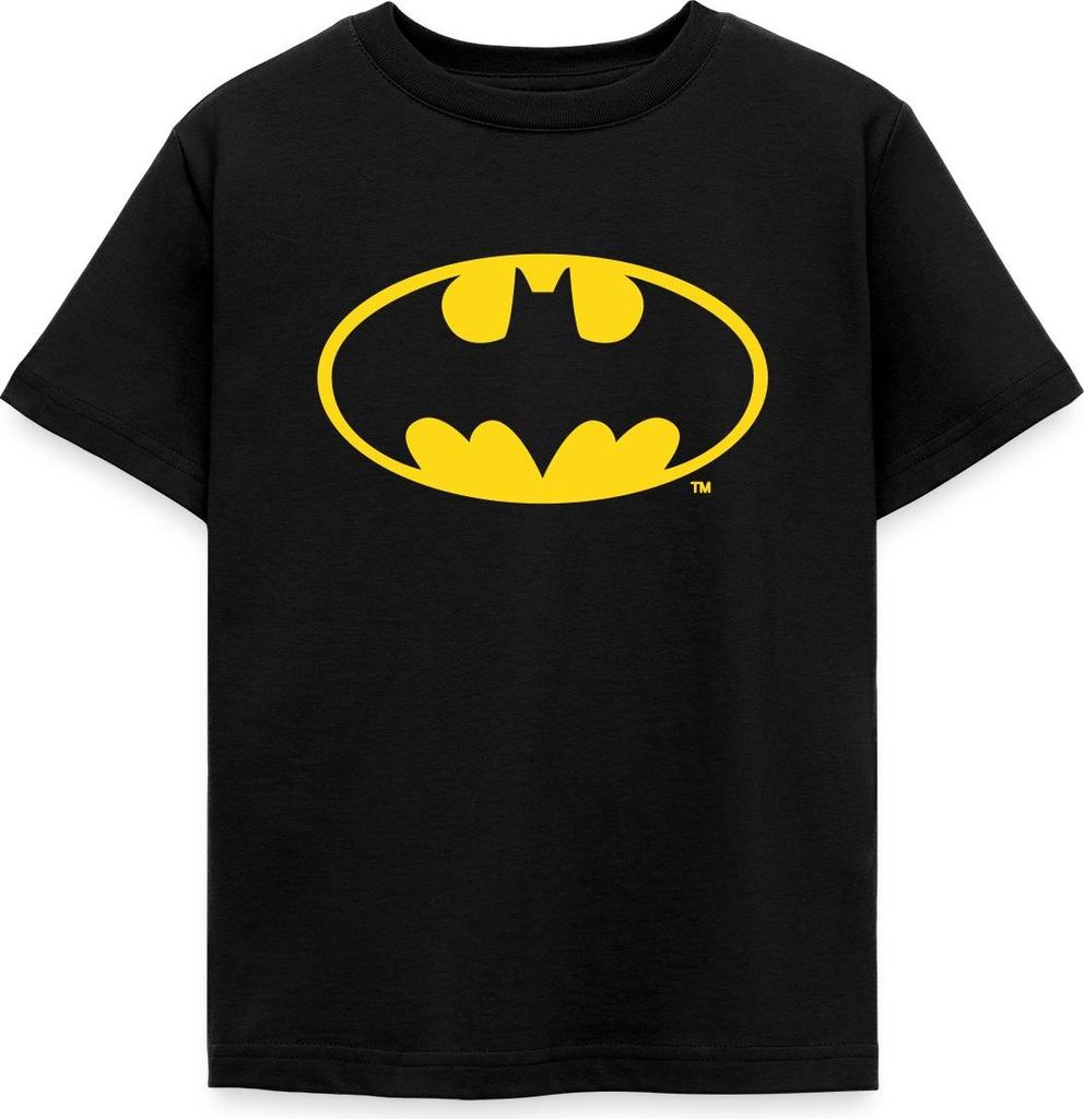 Spreadshirt DC Comics Batman Logo Gold Kinder T-Shirt, 122/128 (7-8 Jahre), Schwarz