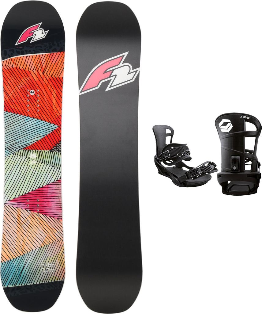 F2 Set Damen Snowboard Freedom Multicolor 152cm + Sonic Bindung M