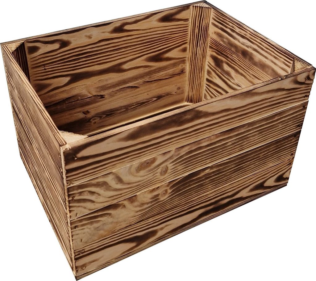 Obstkiste 40x30x24 cm - Holzkiste Weinkiste Apfelkiste als Schuhregal DIY - Geflammt Shabby