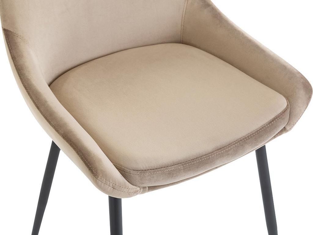 Stuhl 6er-Set - Samt & Schwarzes Metall - Taupe - MASURIE Produktbild 7