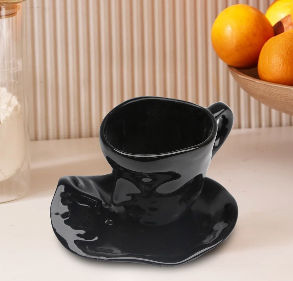 Evila Originals, HMY-6406, Tassenset (2 Stück), Schwarz, 100 % KERAMIK, 15 cm