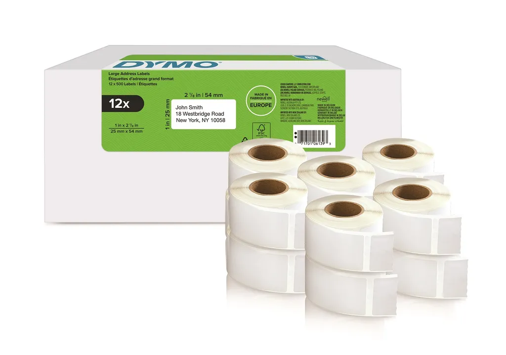 DYMO LW-Rücksendeetiketten Großpack. 25x54mm 12Rl 500St/Rol (2177563)