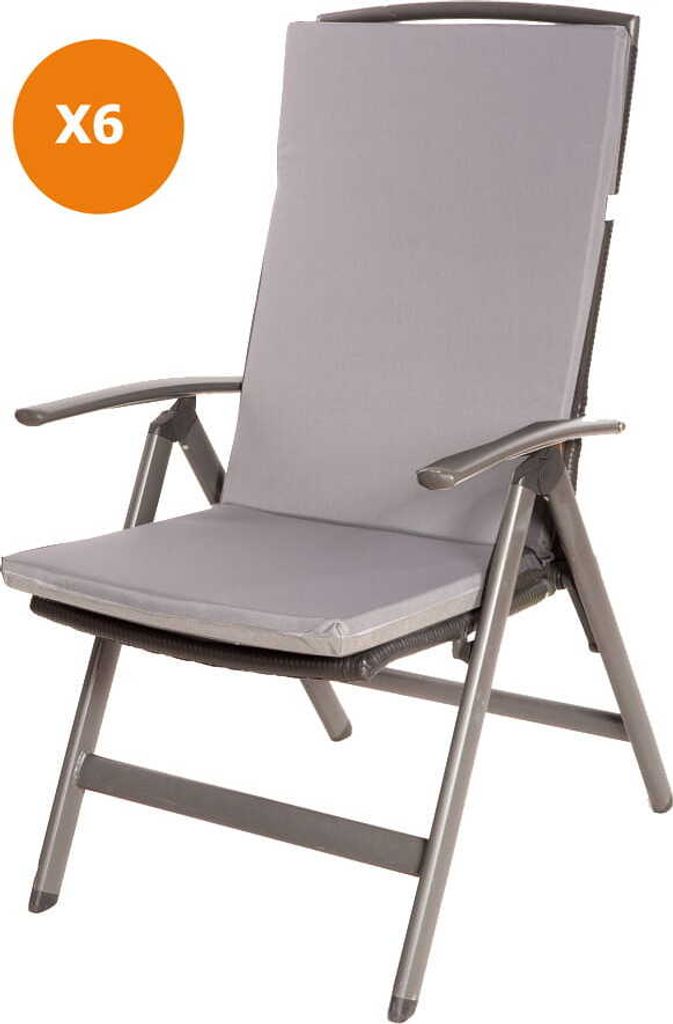 Stuhlkissen 6er set | Sitzkissen 110x47x4cm Grau | sitzkissen gartenmöbel Polsterauflage Auflage für Stühle | stuhlkissen outdoor