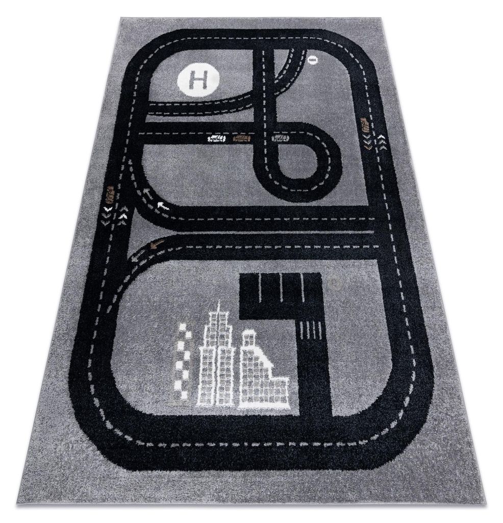 Teppich FUN Track für Kinder, Straße, Stadt grau Grau 160x220 cm