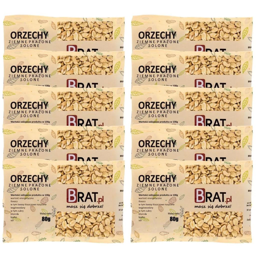 Orzechy ziemne prażone solone 10 x 80g Zdjęcie produktu 