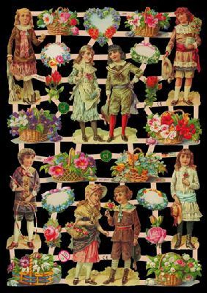 Glanzbilder - Kinder mit Blumen Motiv 1