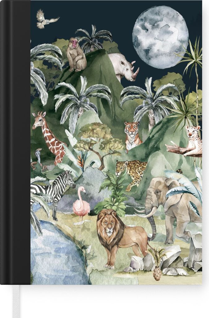 MuchoWow Notizbuch Tagebuch Haushaltsbuch Notebook A5 Kinder - Dschungel - Natur - Tiere - Pflanzen - Notizblock - Notizheft - Notebook - Schreib...