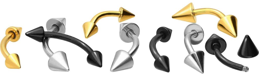 Bauchnabel-Piercing, Rook Piercing Chirurgenstahl Banane SPITZEN Schwarz Stablänge: 10mm | Spitzengröße: 3mm