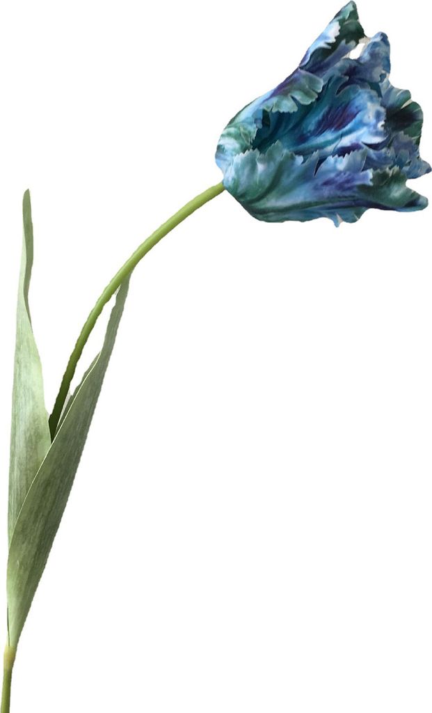 1pc künstliche Blume Lebendige dekorative 68 cm 3d Papagei Tulpe Real Touch Fake Flower Decor für Zuhause-Blau