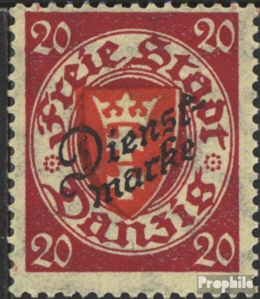 Briefmarken Danzig 1924 Mi D45 mit Falz Dienstmarke