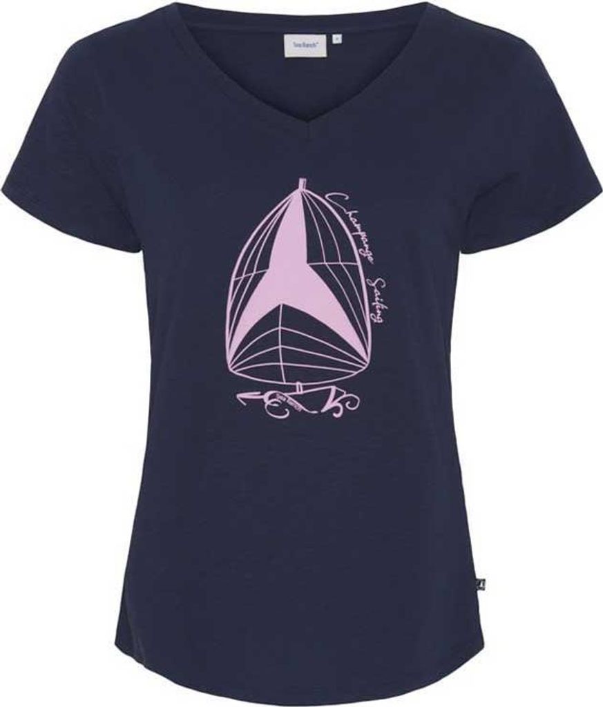 Sea Ranch Asta Kurzarm-t-shirt Mit V-ausschnitt Blau M Frau Blau M