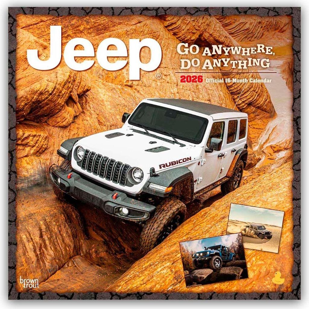 Jeep Official 2026 12 X 24 Inch (Hanging) Monthly Square Wall Calendar Plastic-Free