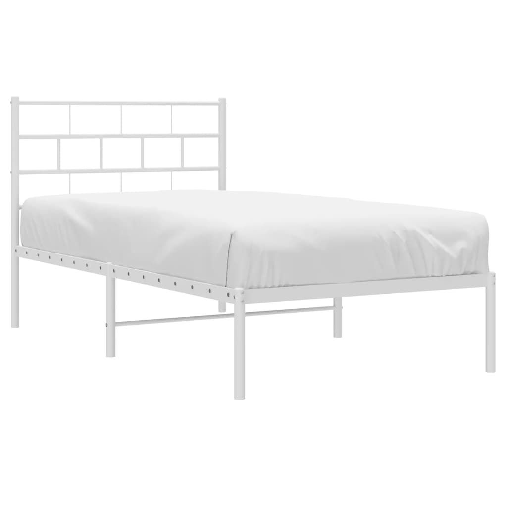 Cloris DesignMöbel Klassische Betten - Weiß Bettgestell mit Kopfteil Metall Weiß 80x200cm Schlichtes4347594