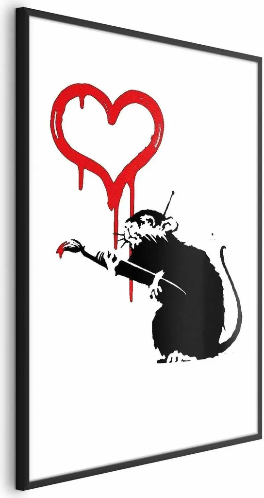 Love Rat Banksy 40x60 cm con Cornice Nera - Poster d'Autore Urban