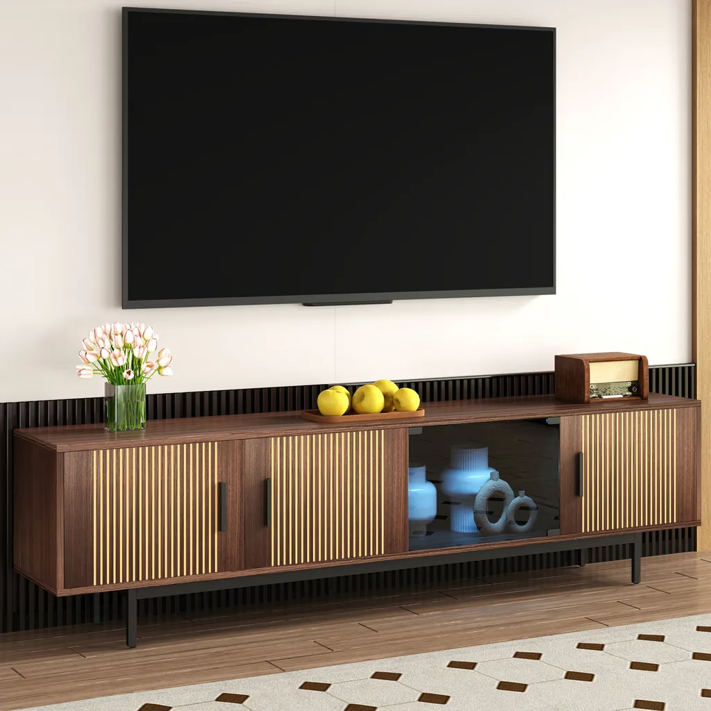 Meuble TV pour salon moderne avec lumière connectée et grand rangement chic