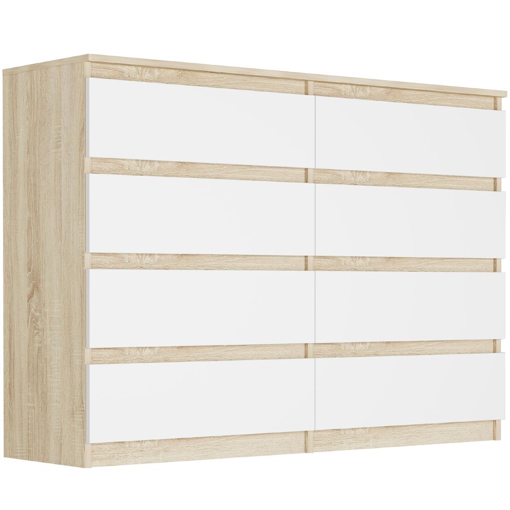 Komoda 140 cm, 8 zásuviek, skriňa FRAMIRE R-140-S8, mix Obrázok produktu 
