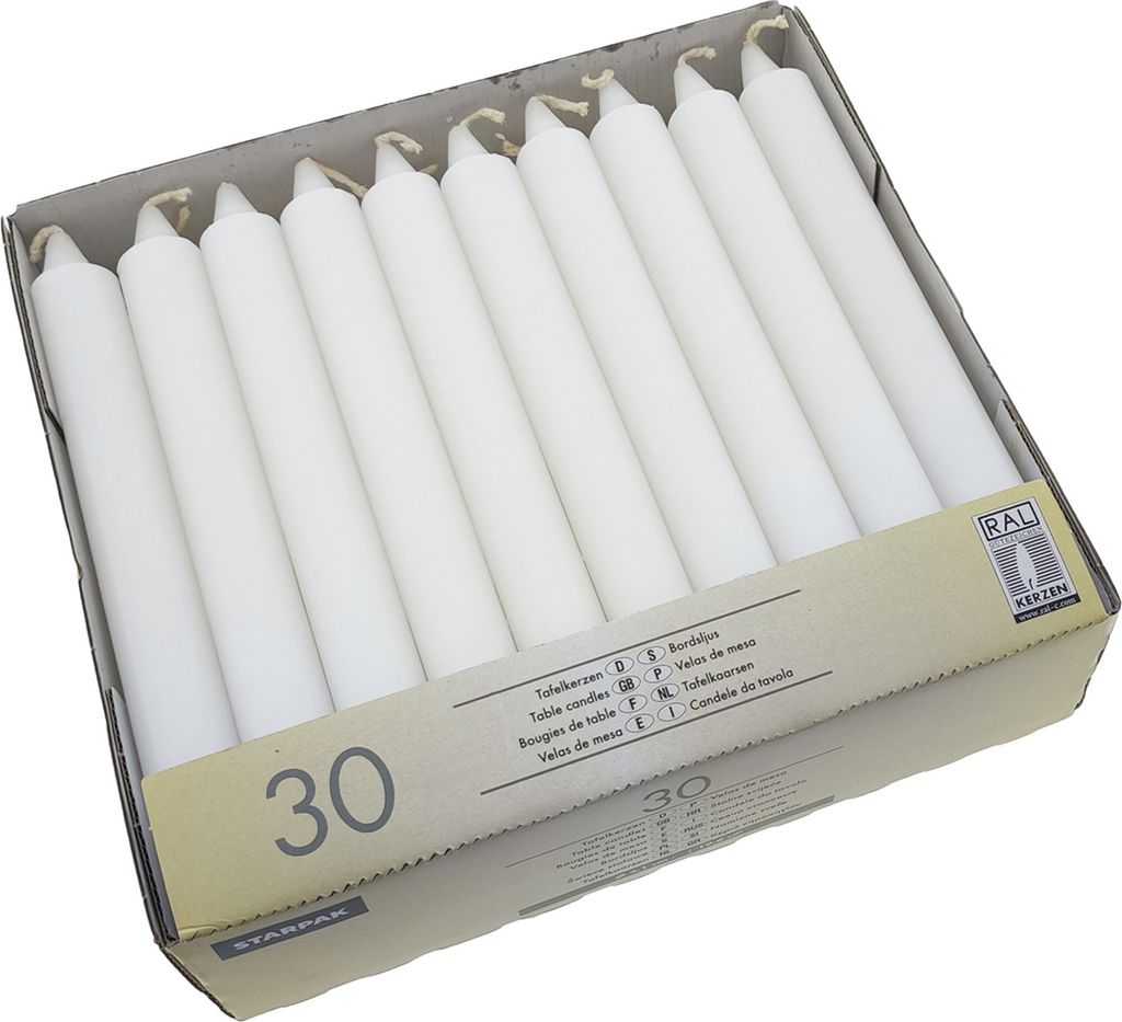 Papstar Tafelkerzen weiss 21 x 196 mm 30 Stück