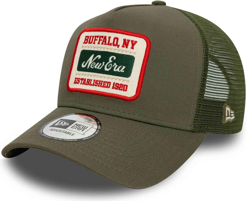 New Era A-Frame Mesh Trucker Cap - BRAND PATCH oliv Produktbild 