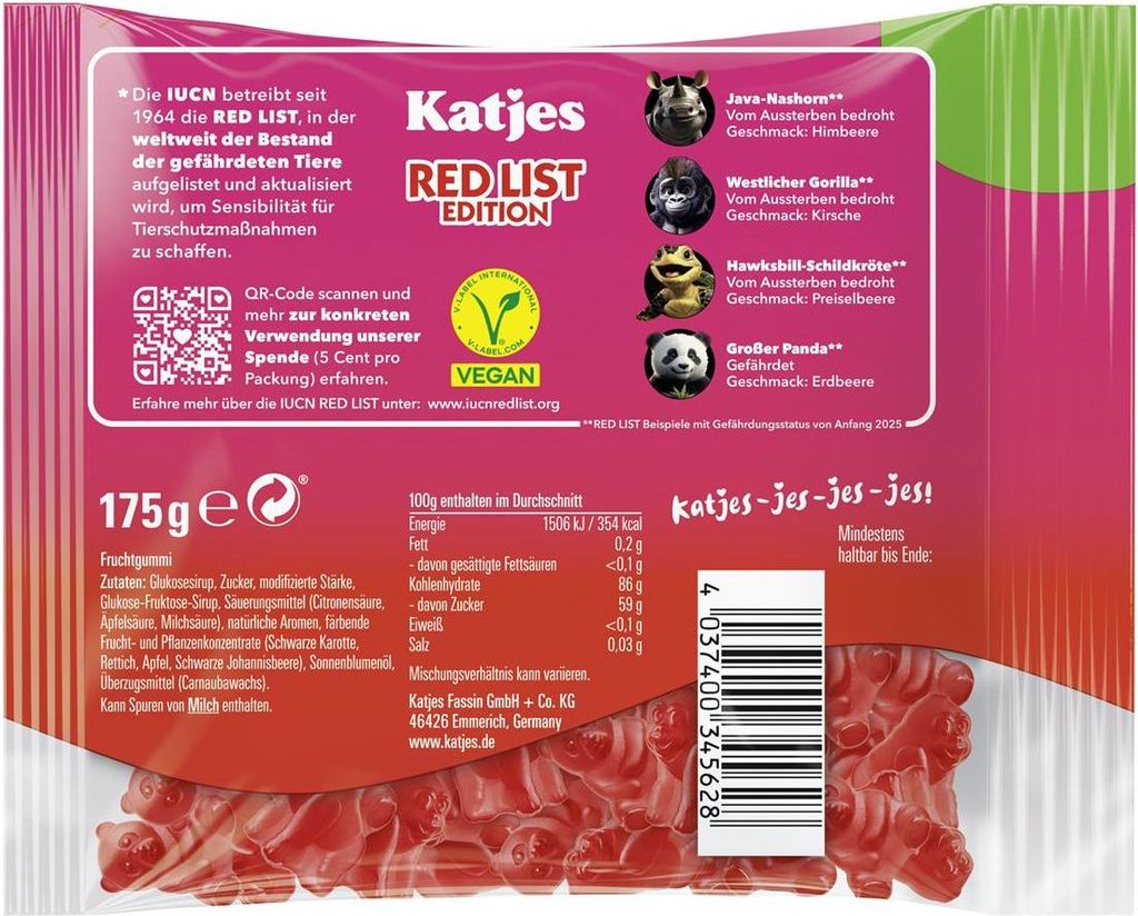 Katjes Red List Edition 175g - vegan ohne tierische Produktbild 