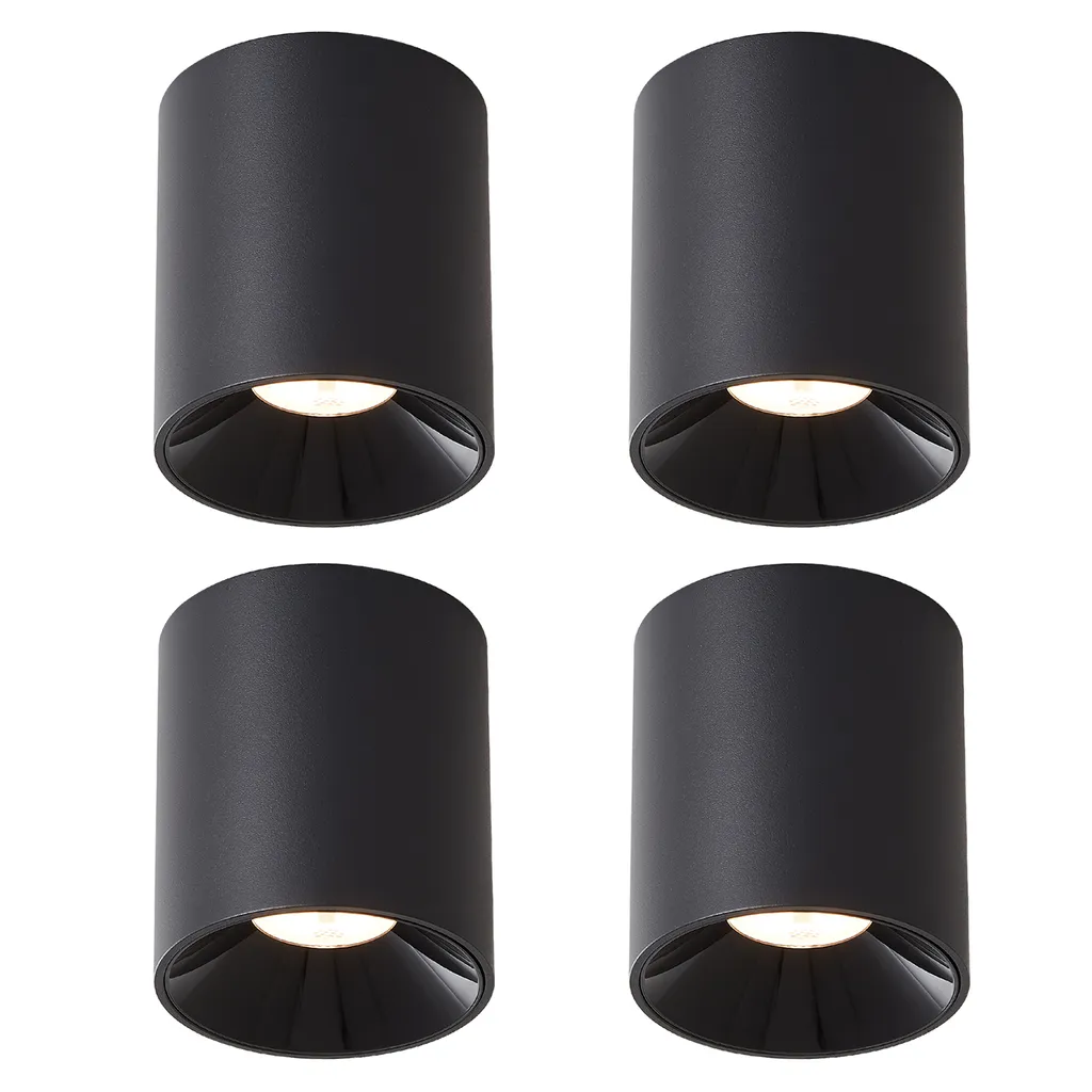 ZMH Faretto Soffitto 4 Luci LED | Plafoniera Design Nero Moderno 7W