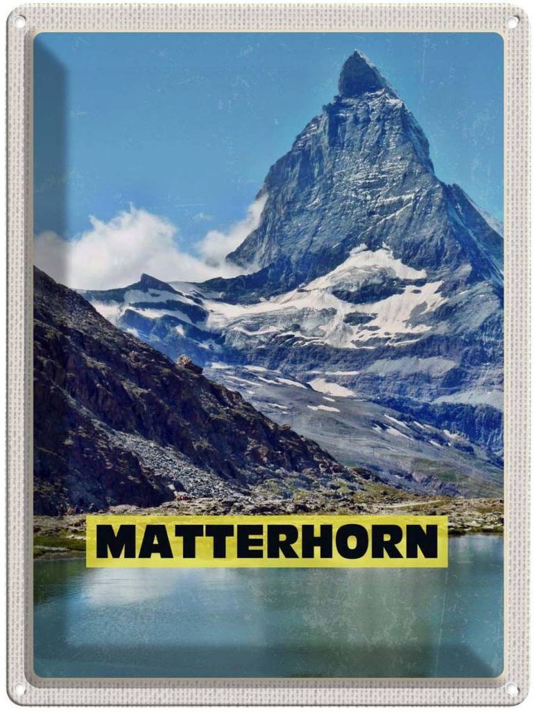 vianmo Blechschild 40x30 cm Matterhorn Gebirge Schweiz Wanderung Bildmotiv Reisemotiv Abenteuer Reisen Europa Urlaub
