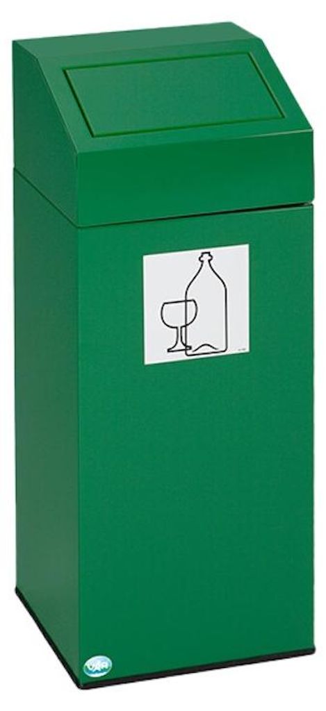 Selbstlöschender Wertstoffsammler "Glas" | 82 Liter, HxBxT 89x38x38cm | Verzinkter Stahl | Grün