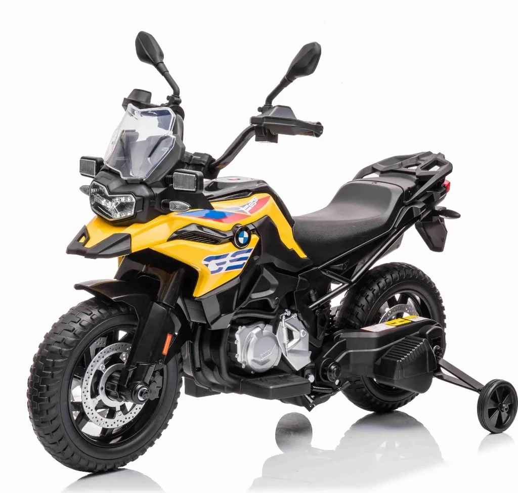 Moto enfant BMW F850 GS pour extérieur - Batterie 12V et roues stabilisatrices
