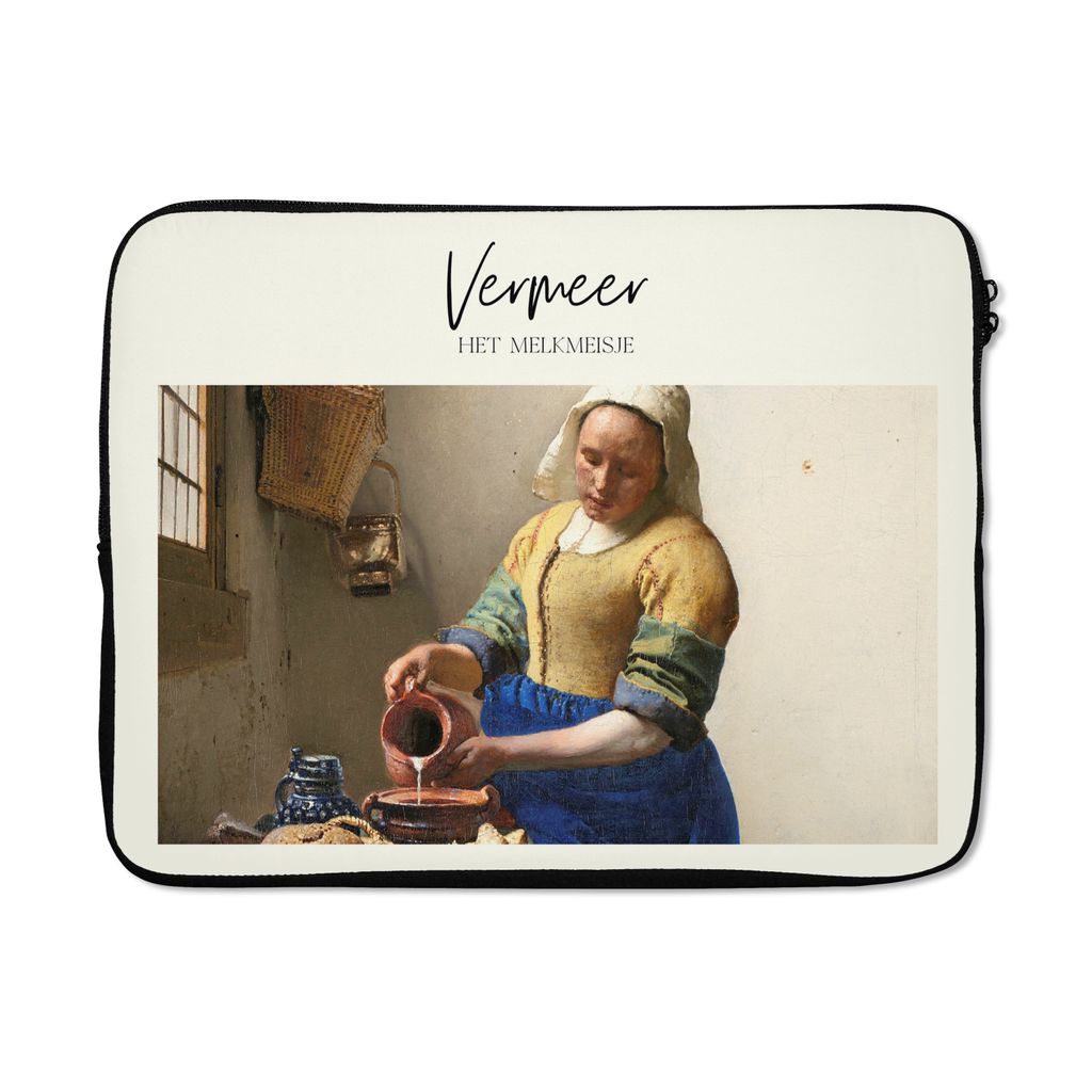 MuchoWow Laptop Hülle 17 Zoll Laptoptasche Milchmädchen - Vermeer - Alte Meister - Zipper - Schutzabdeckung