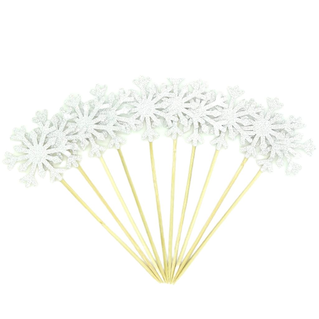 10pcs/Set Cake Decor Hohlauslöschte breites Anwendung Papier Frohe Weihnachten Schneeflocken Cupcake Topper für Zuhause-Silber
