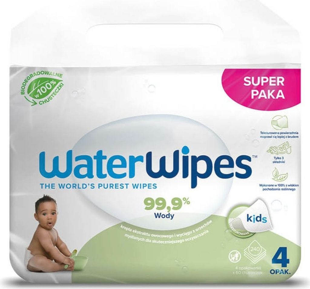 WaterWipes Bio Baby-Feuchttücher mit Seifenrindenextrakt, 4 Produktbild