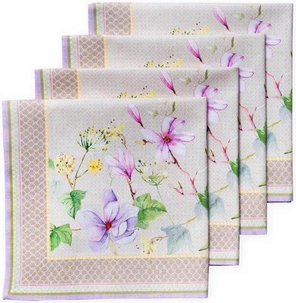 Lot de 4 serviettes en coton Magnolia Morgen 45x45 cm pour vos repas